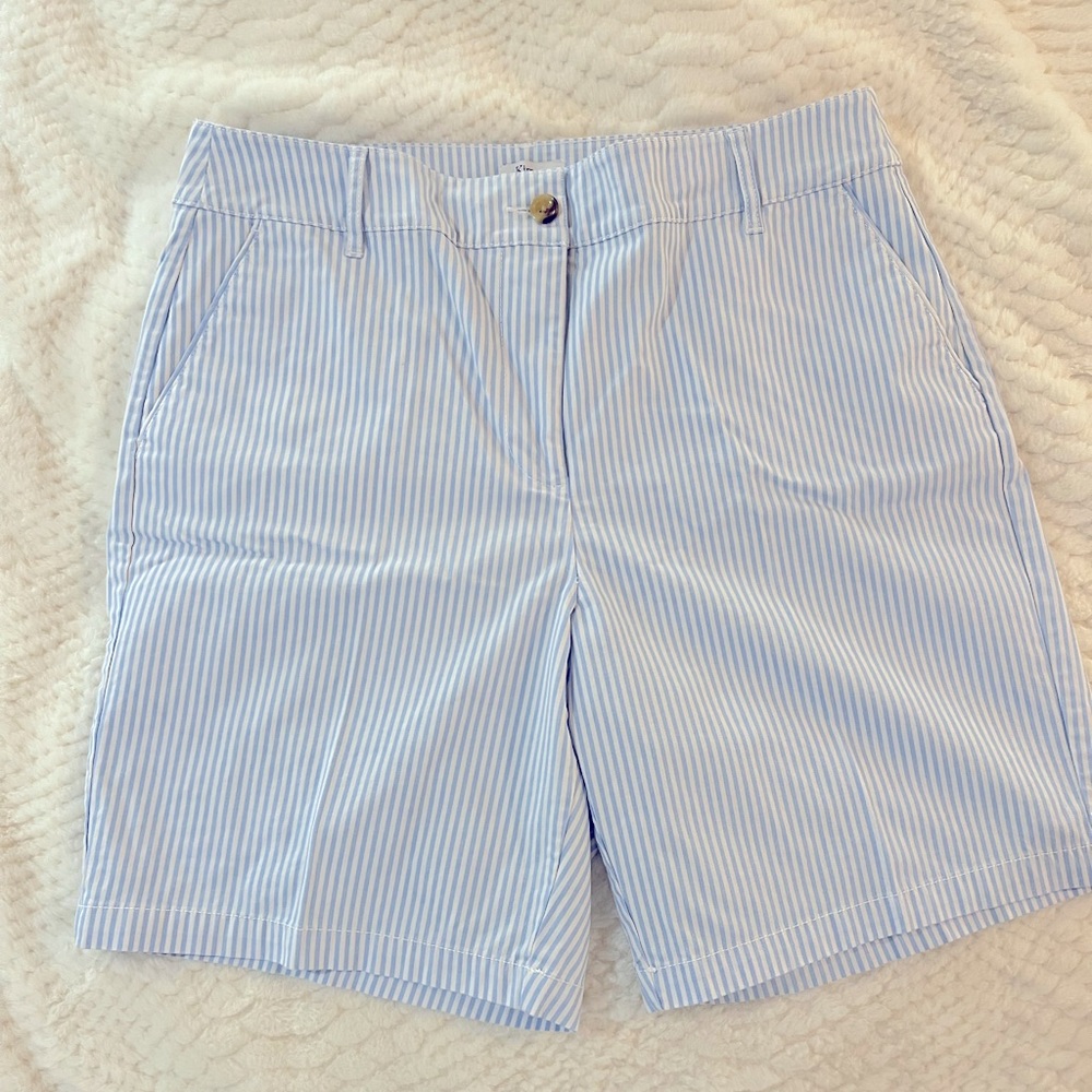 Light Blue and White Striped Shorts